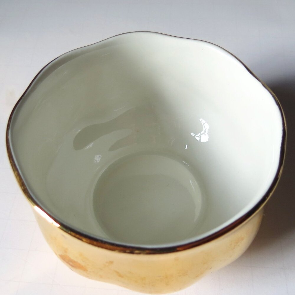 Small Serving Bowl Vintage Hall Golden Glo 22K Gold #3323 USA